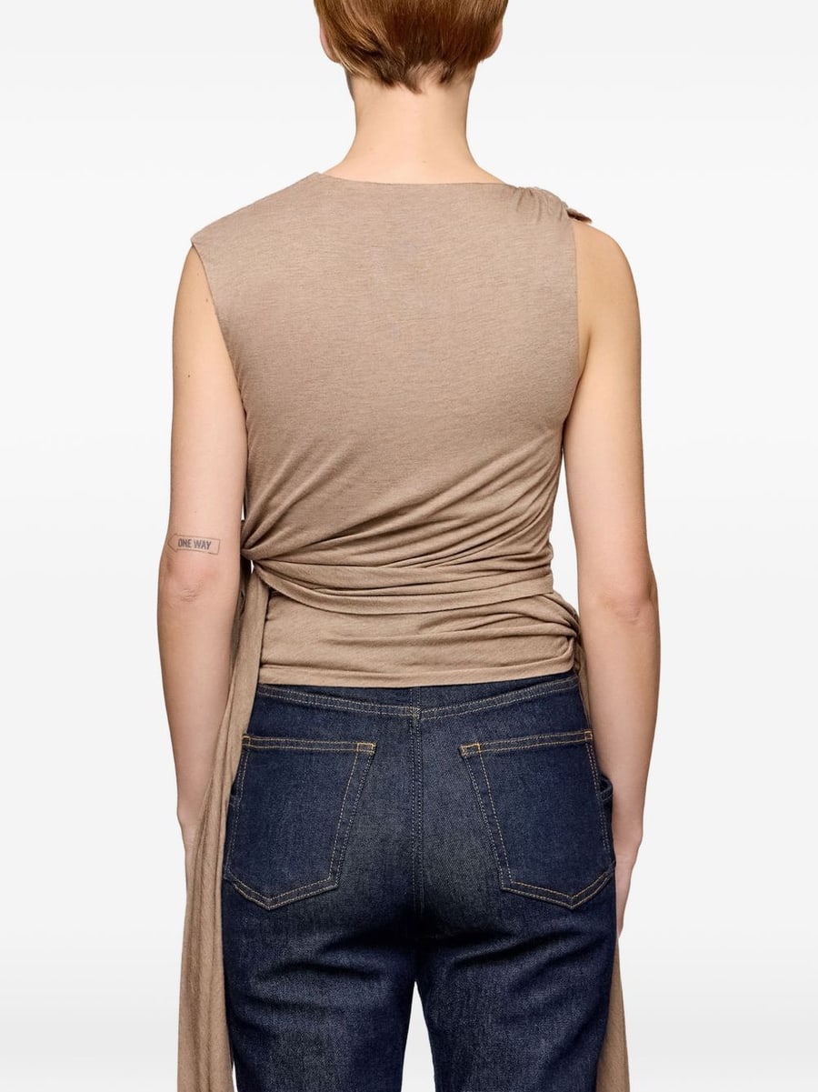 Ganni Top beige con lacci, view 3
