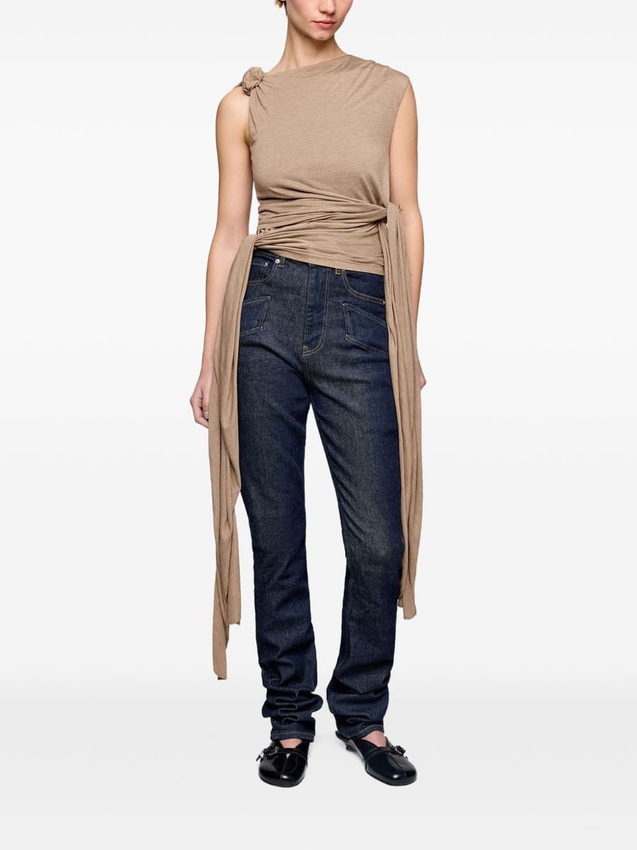 Ganni Top beige con lacci, view 4