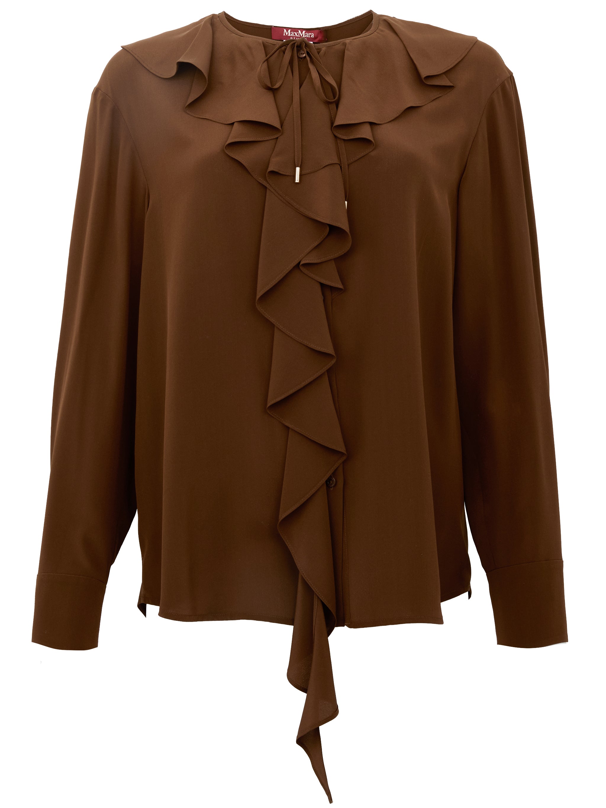 Max Mara Studio Camicia Epica con ruches marrone