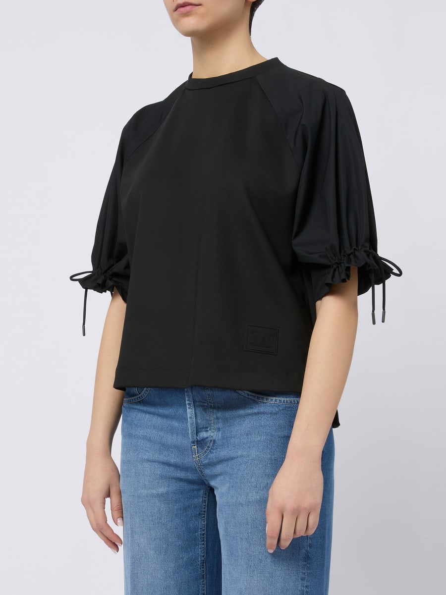 Max Mara Top West elegante con coulisse alle maniche nero, view 2