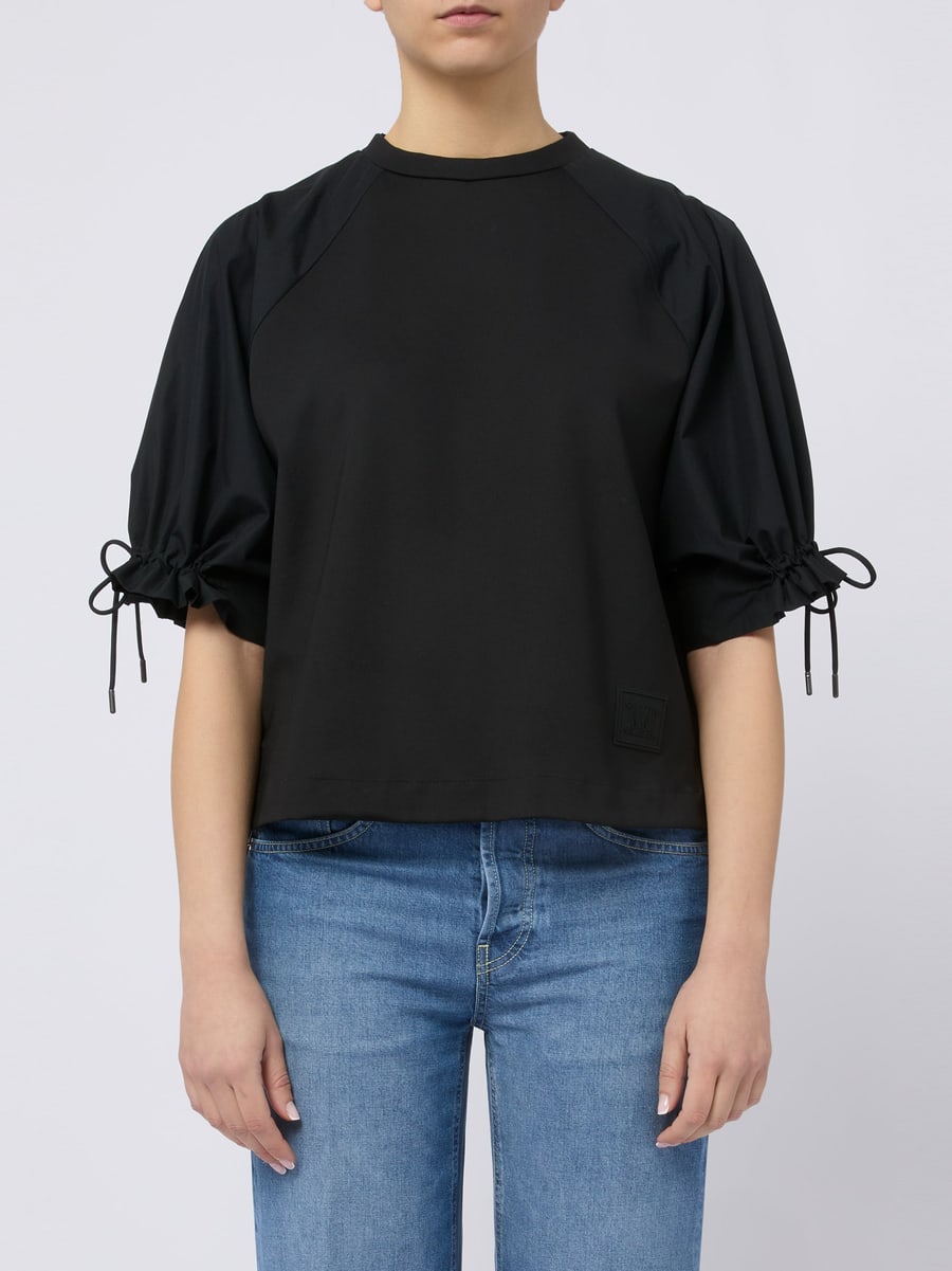Max Mara Top West elegante con coulisse alle maniche nero, view 3