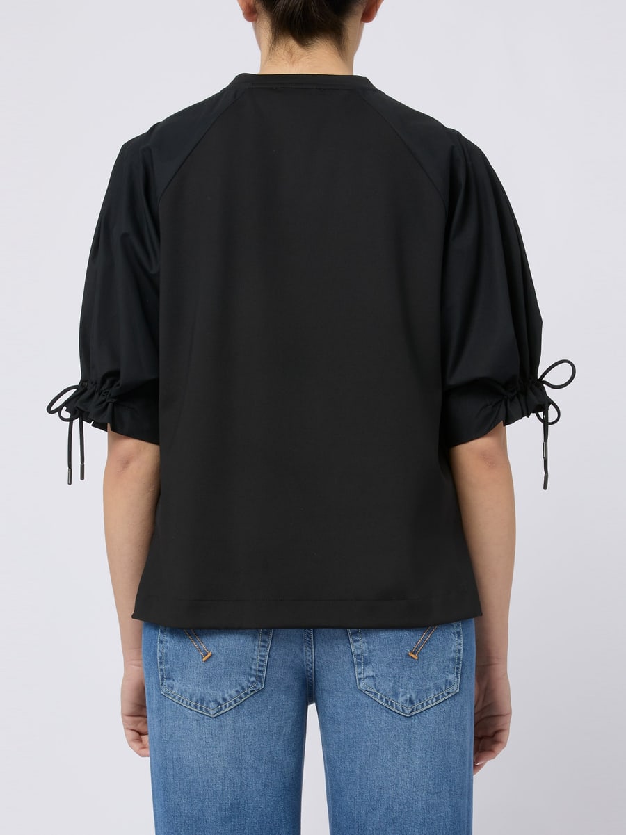 Max Mara Top West elegante con coulisse alle maniche nero, view 4