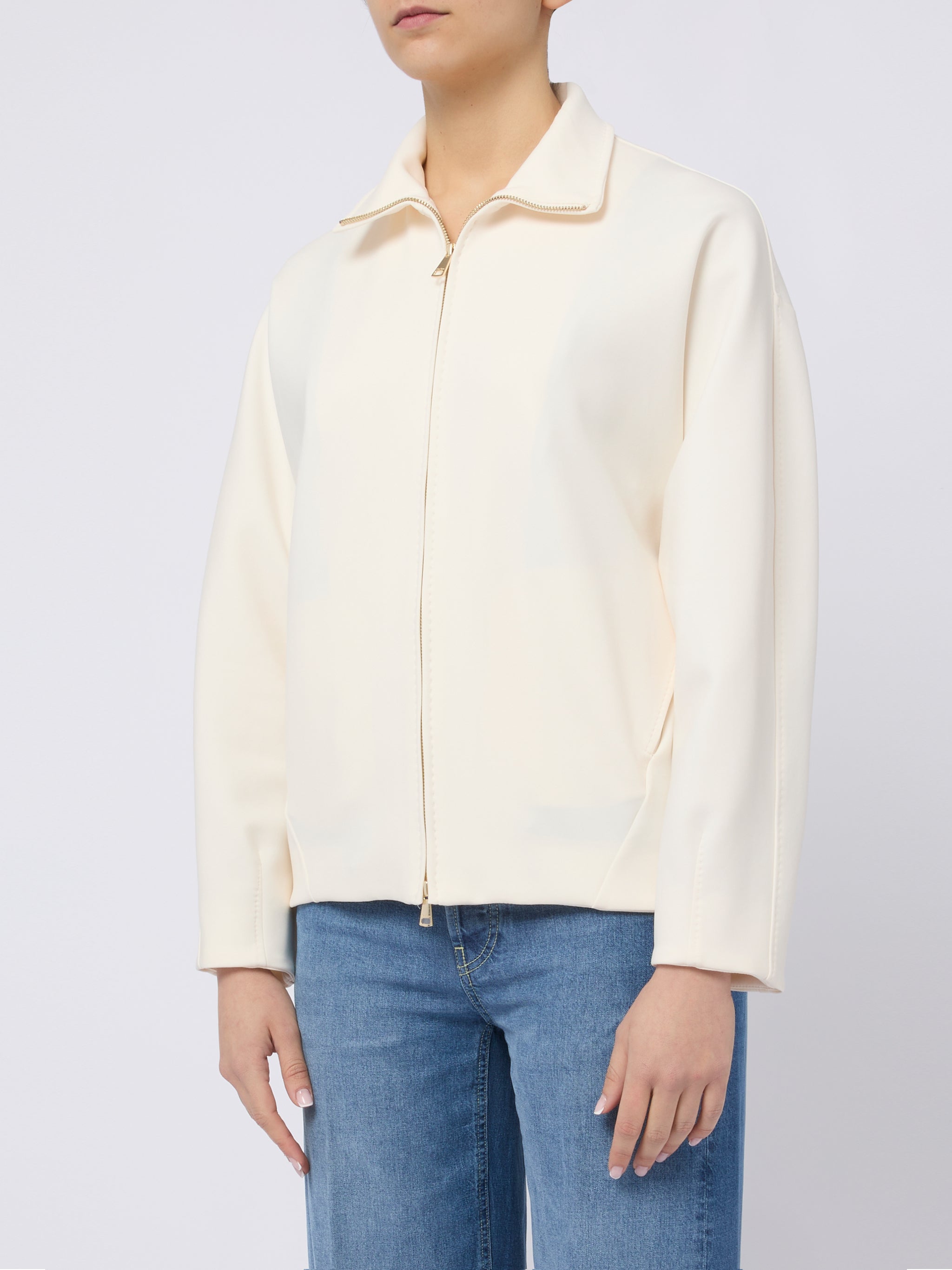 Max Mara Giacca Pala elegante con zip panna, view 2