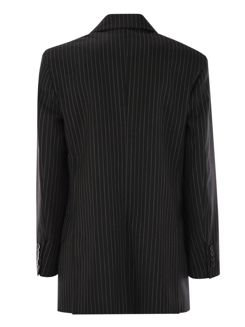 Max Mara Giacca Mattia doppiopetto nera gessata in lana vergine, view 2