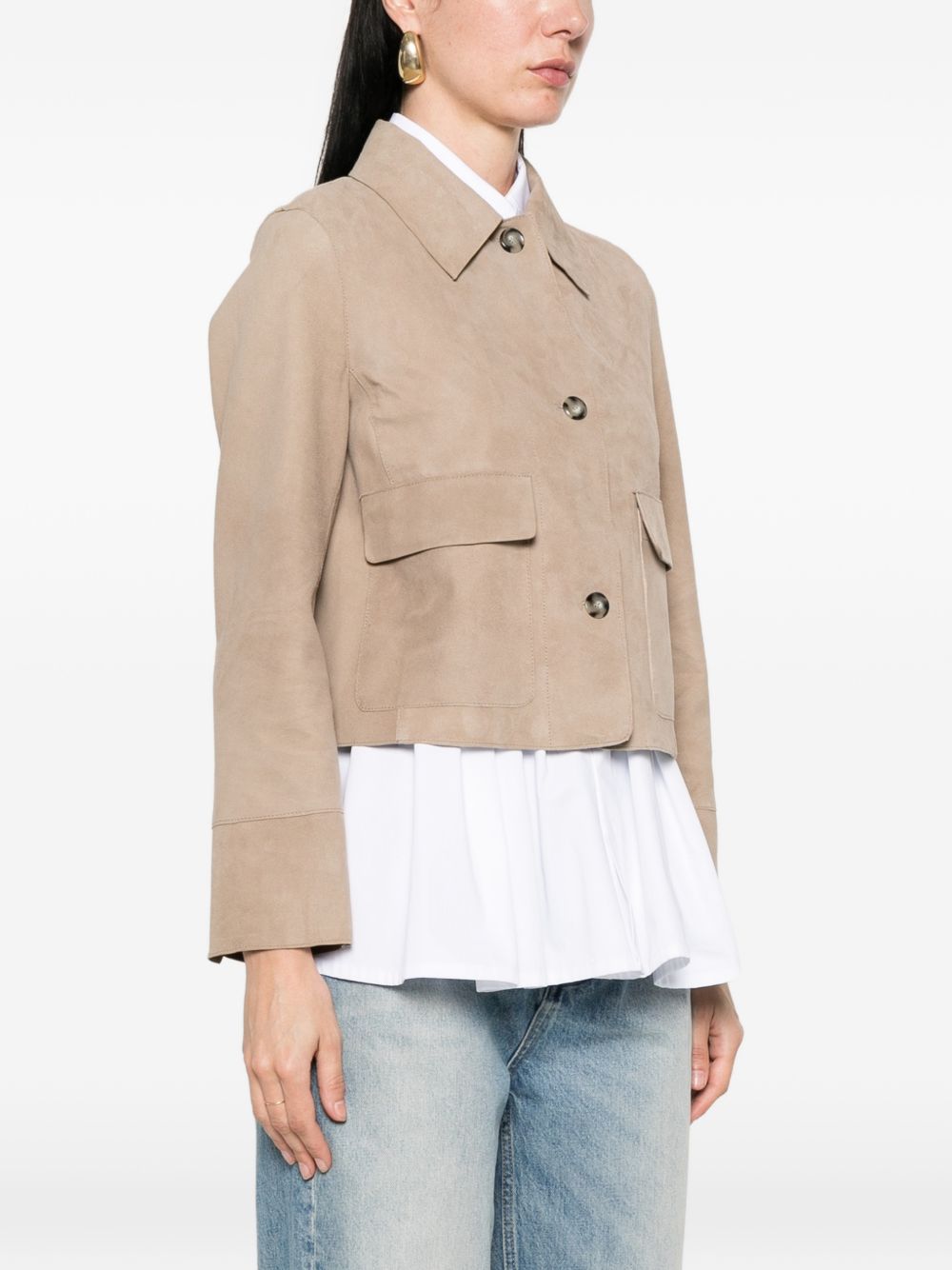 THE JACK AND JACKIE LEATHERS Giacca in pelle scamosciata beige, view 2