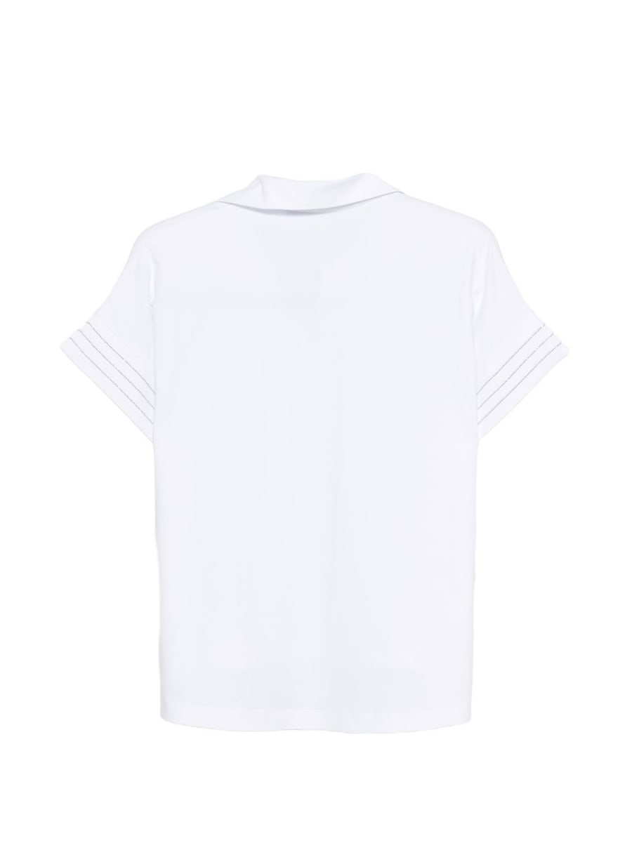 D EXTERIOR Polo in cotone elastticizzato bianco, view 2
