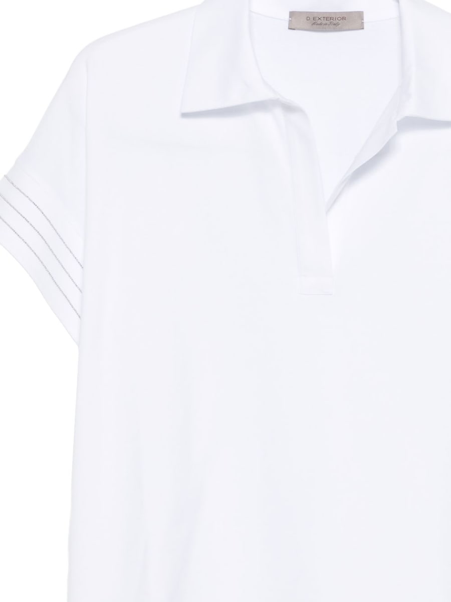 D EXTERIOR Polo in cotone elastticizzato bianco, view 3