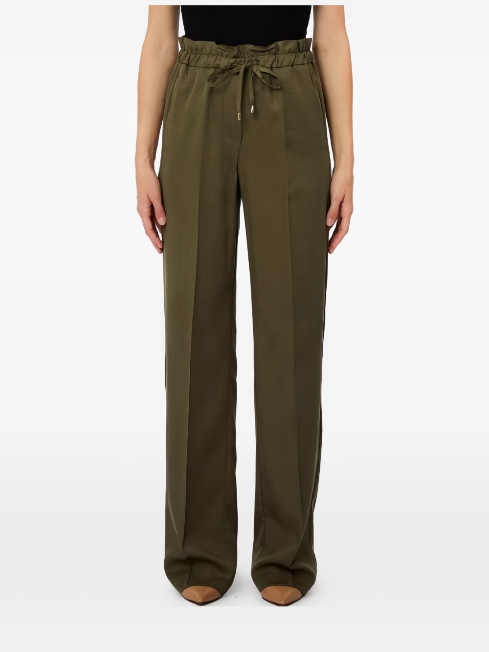 LIUJO Pantalone verde con coulisse in vita, view 2