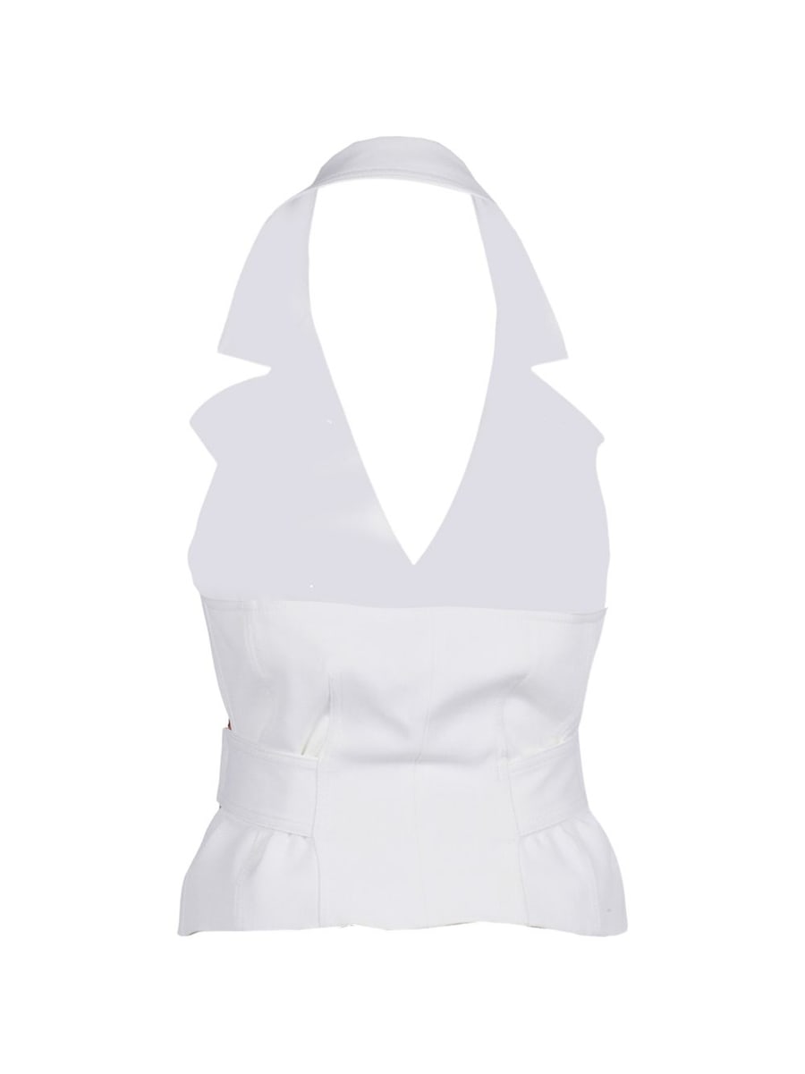 Elisabetta Franchi Gilet bianco con cintura in vita, view 3