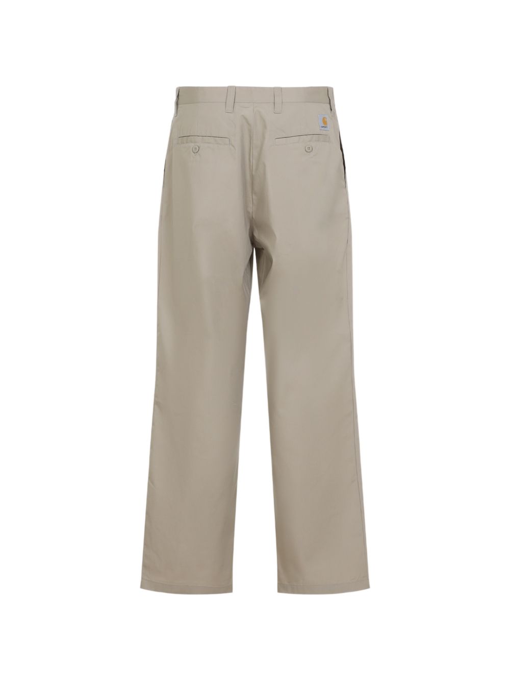 Carhartt WIP Pantaloni svasati in cotone beige con logo, view 2