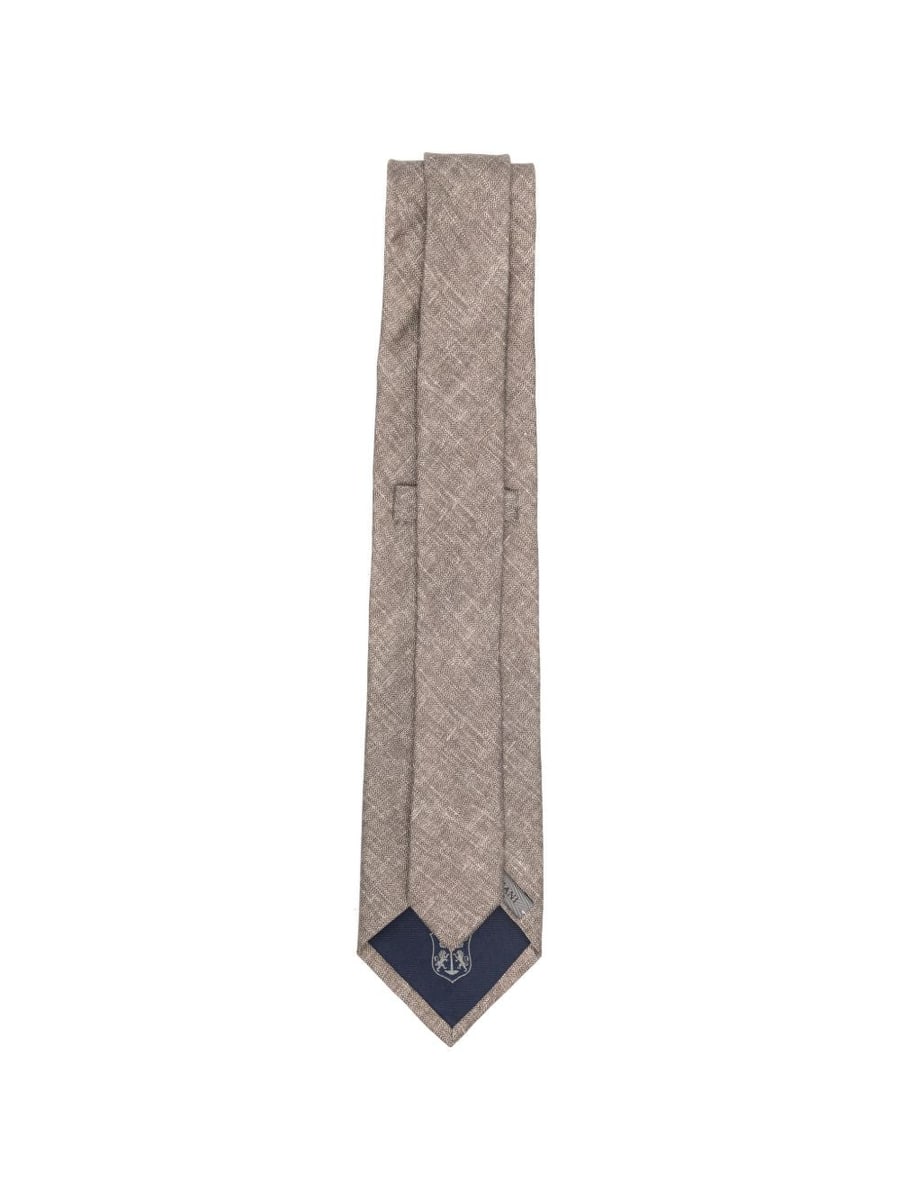 Corneliani Cravatta in seta e lino beige gessata, view 3