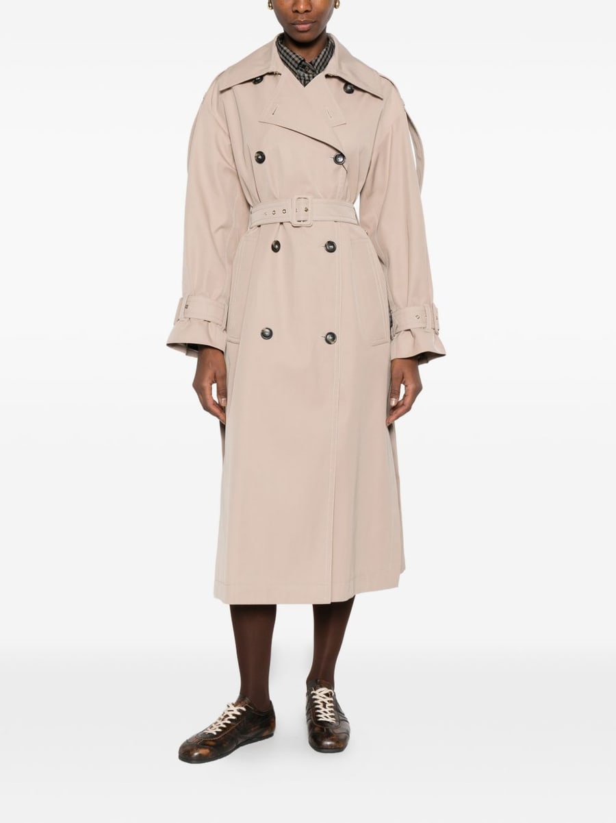Sportmax Trench beige lungo a doppio petto con cintura in vita, view 2