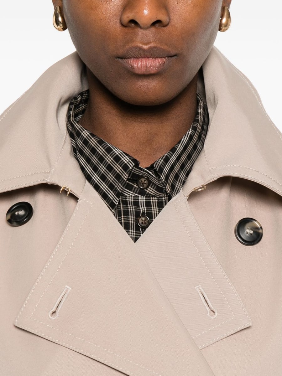 Sportmax Trench beige lungo a doppio petto con cintura in vita, view 3