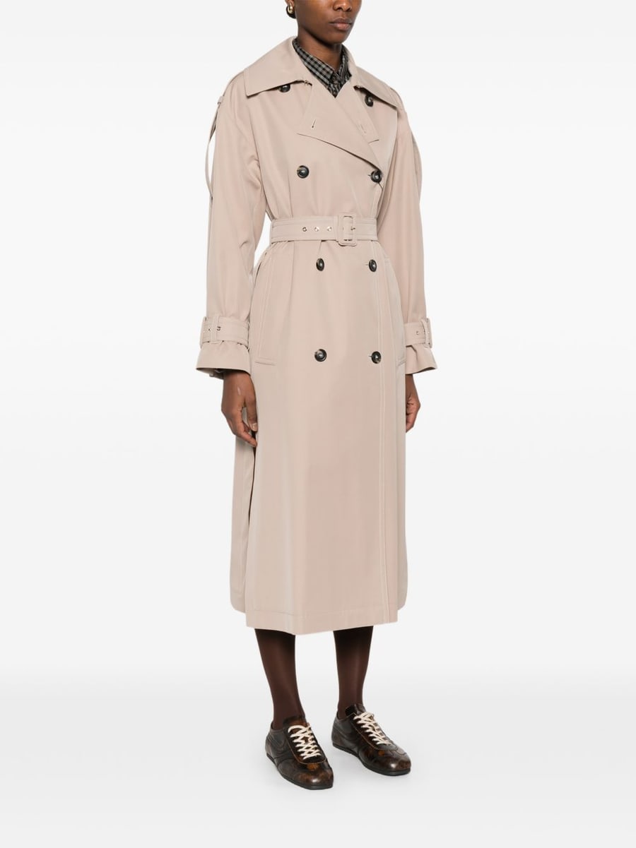 Sportmax Trench beige lungo a doppio petto con cintura in vita, view 5