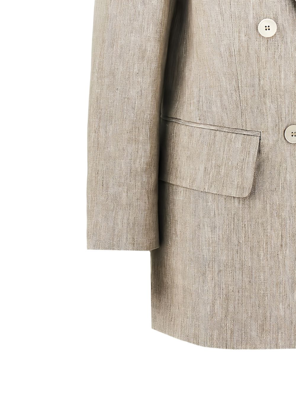 Max Mara Blazer Olimpia in lino grigio doppiopetto, view 2