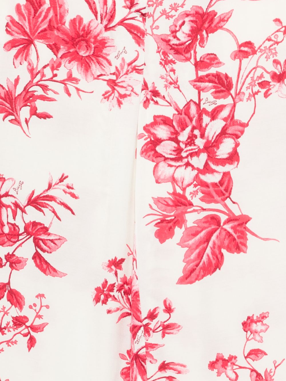 LIUJO Pantaloni bianchi con stampa floreale rossa, view 2