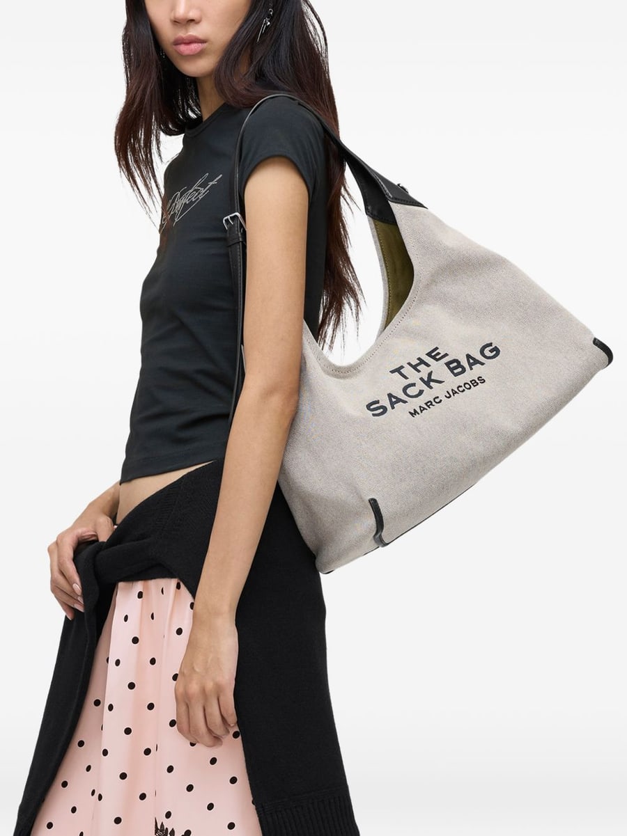 Marc Jacobs Borsa The Sack in cotone grigio, view 3