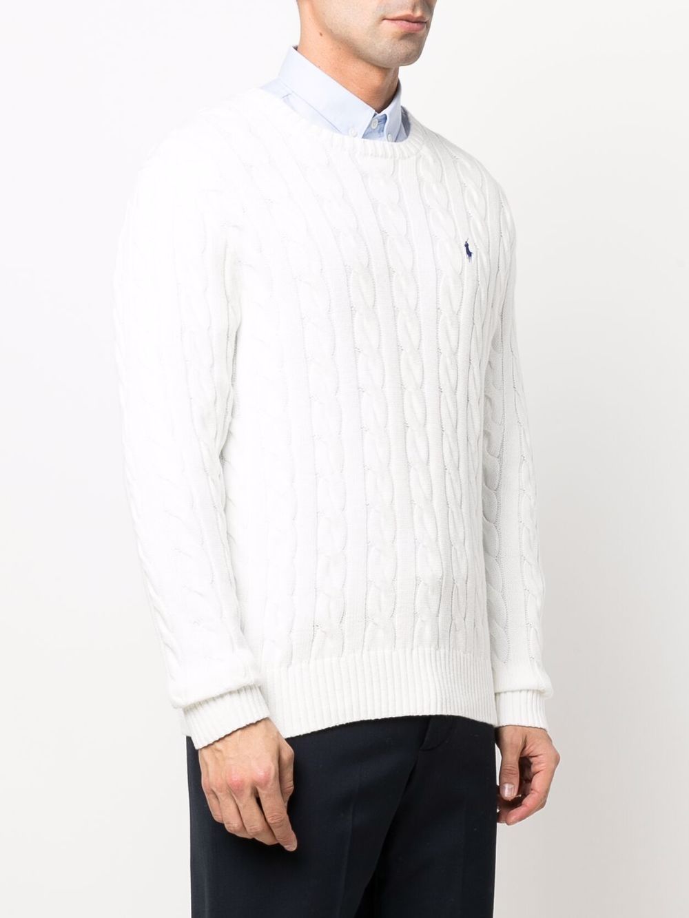 Polo Ralph Lauren Maglia in cotone a maniche lunghe con trama a treccia e logo, view 2