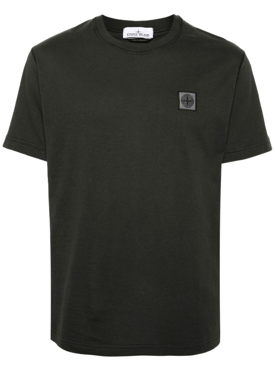 Stone Island T-shirt girocollo in cotone con logo