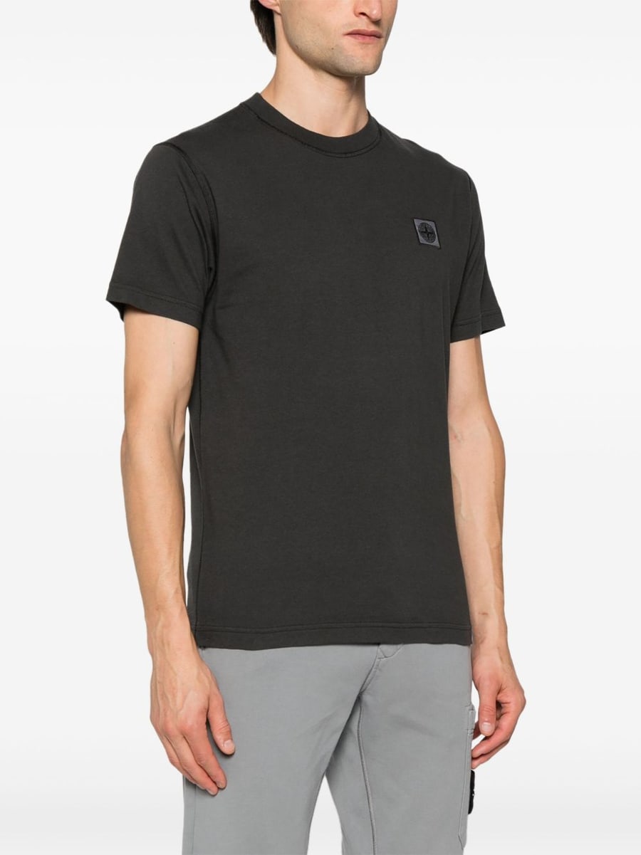 Stone Island T-shirt girocollo in cotone con logo, view 2