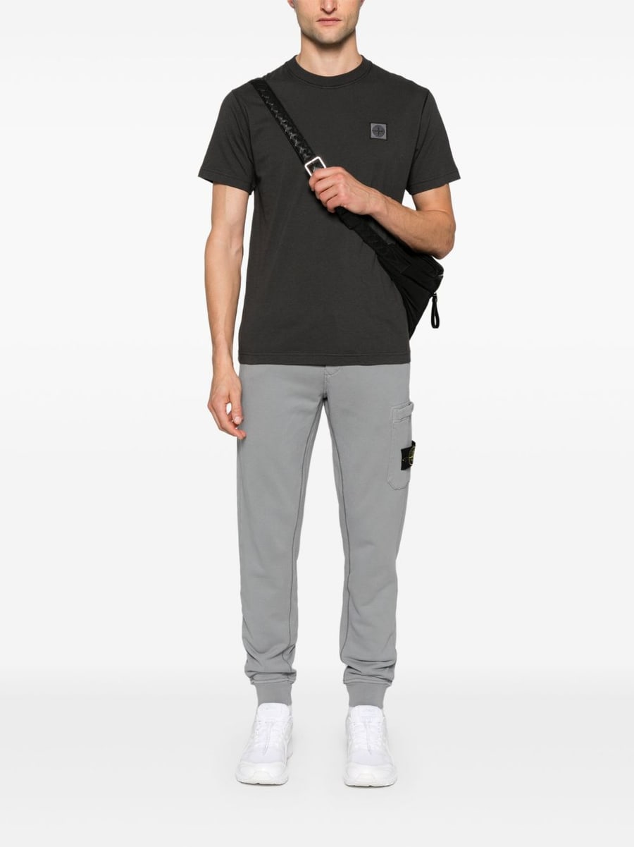 Stone Island T-shirt girocollo in cotone con logo, view 3