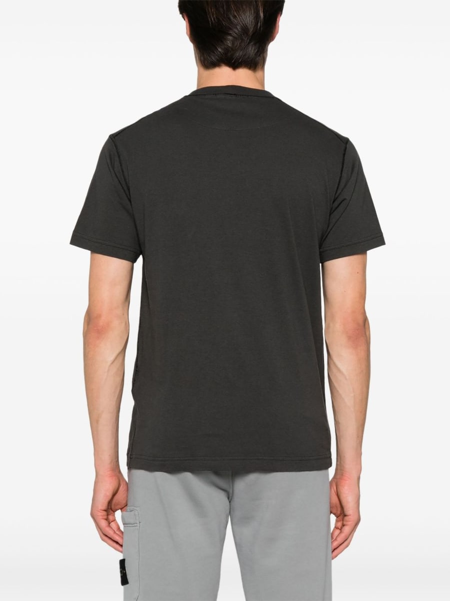 Stone Island T-shirt girocollo in cotone con logo, view 4
