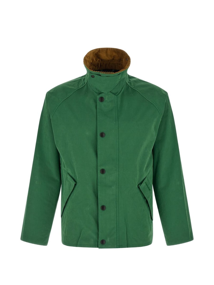 BARBOUR Giacca Transporter verde con colletto in velluto, view 4
