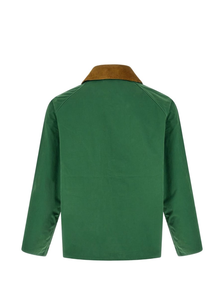 BARBOUR Giacca Transporter verde con colletto in velluto, view 5