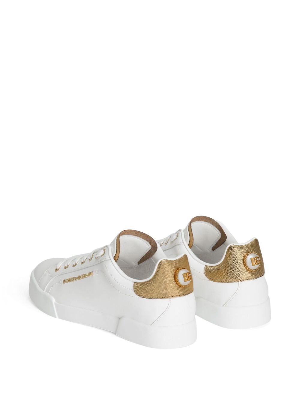 Dolce & Gabbana Sneakers Portofino in pelle bianca e oro, view 2