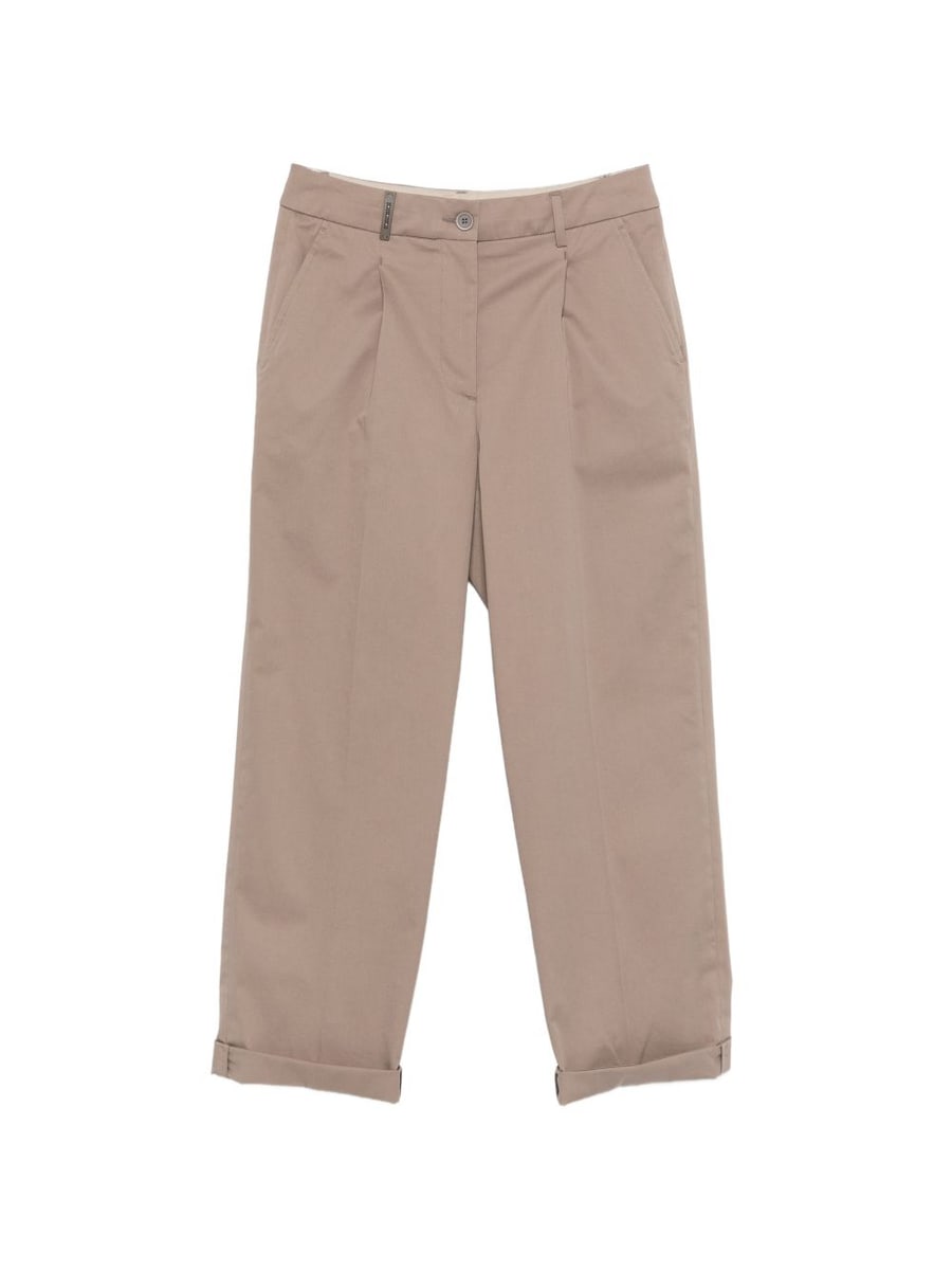 PESERICO Pantaloni beige con pinces e risvolti
