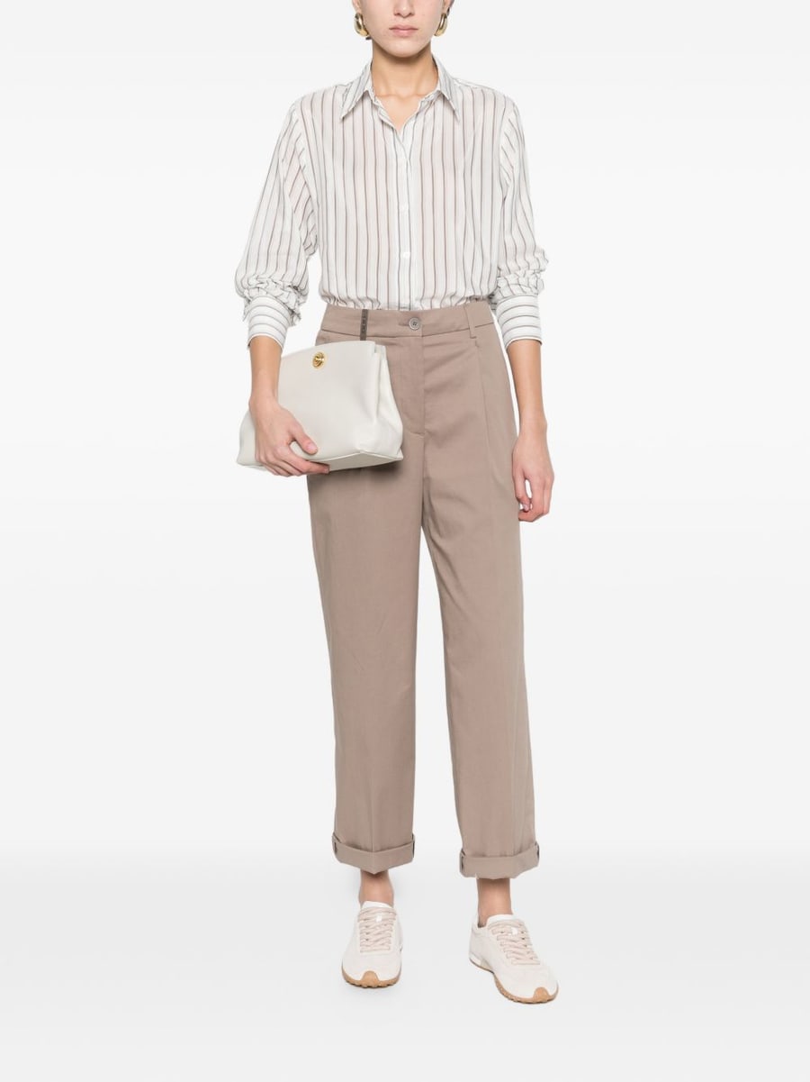 PESERICO Pantaloni beige con pinces e risvolti, view 5