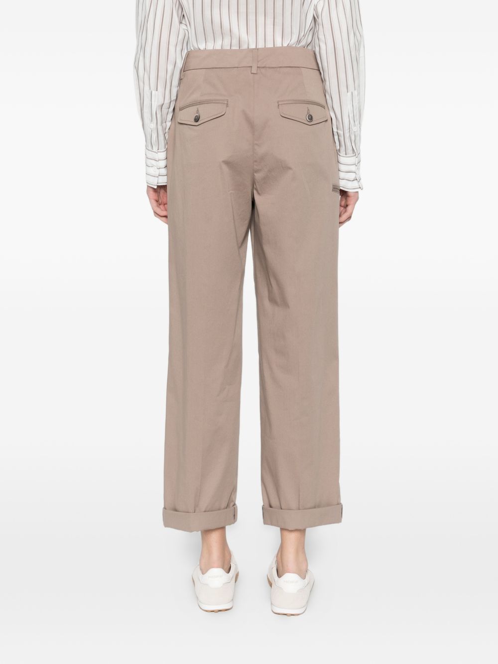 PESERICO Pantaloni beige con pinces e risvolti, view 2
