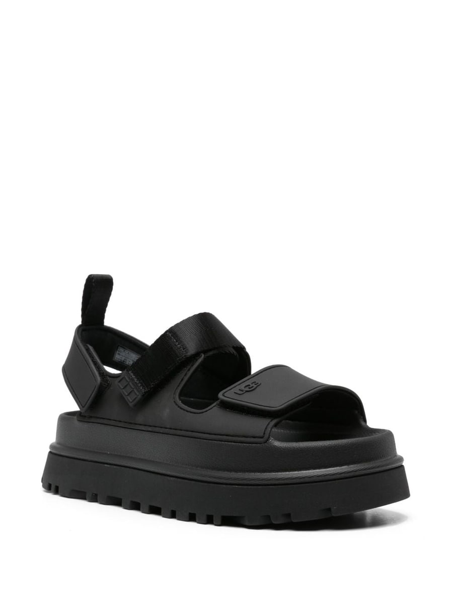 UGG Sandali neri con strappi e logo, view 2