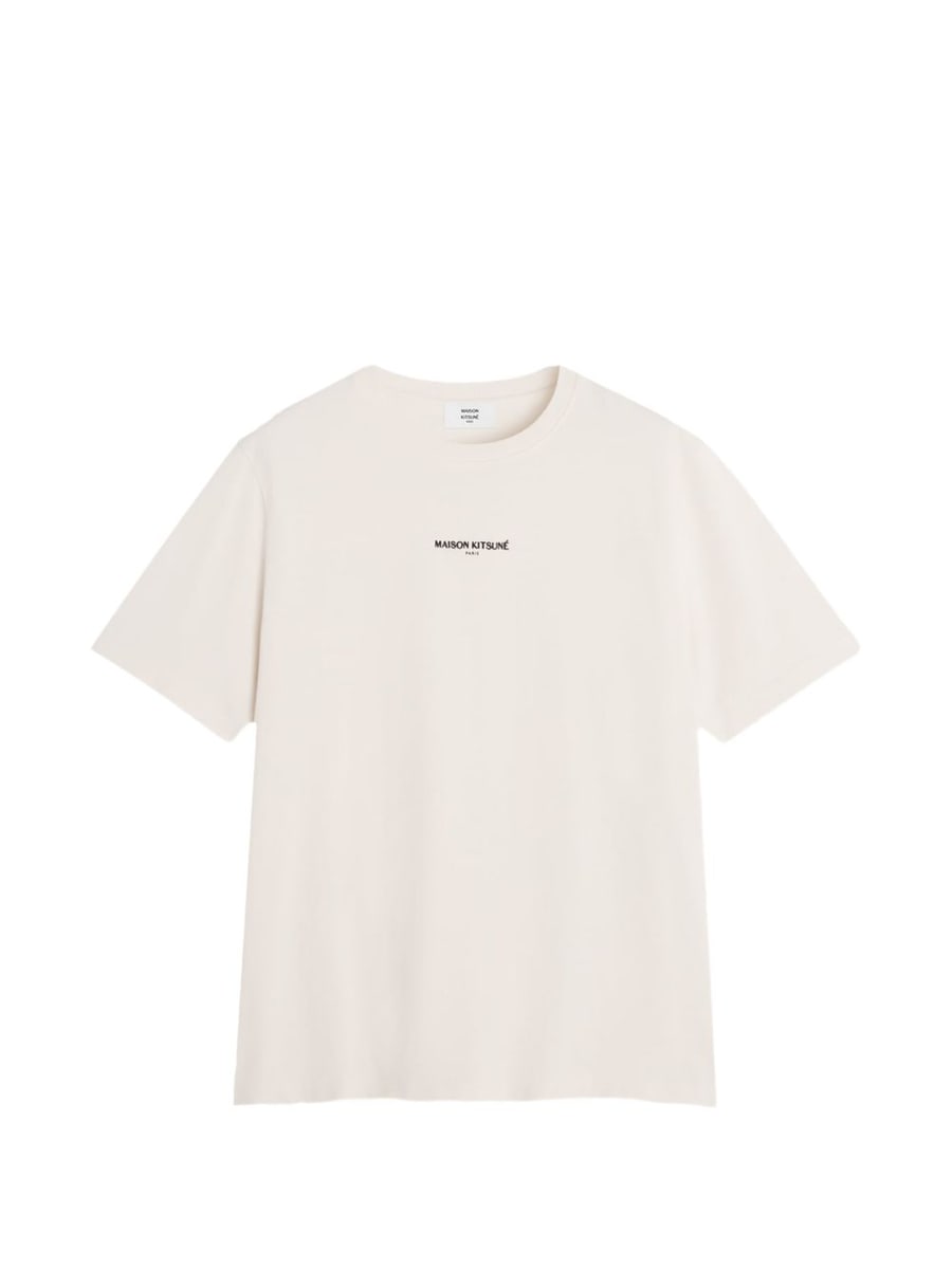MAISON KITSUNE T-shirt beige con logo