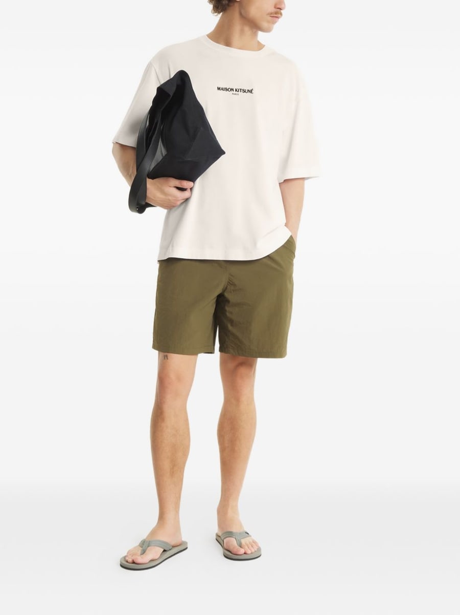 MAISON KITSUNE T-shirt beige con logo, view 2