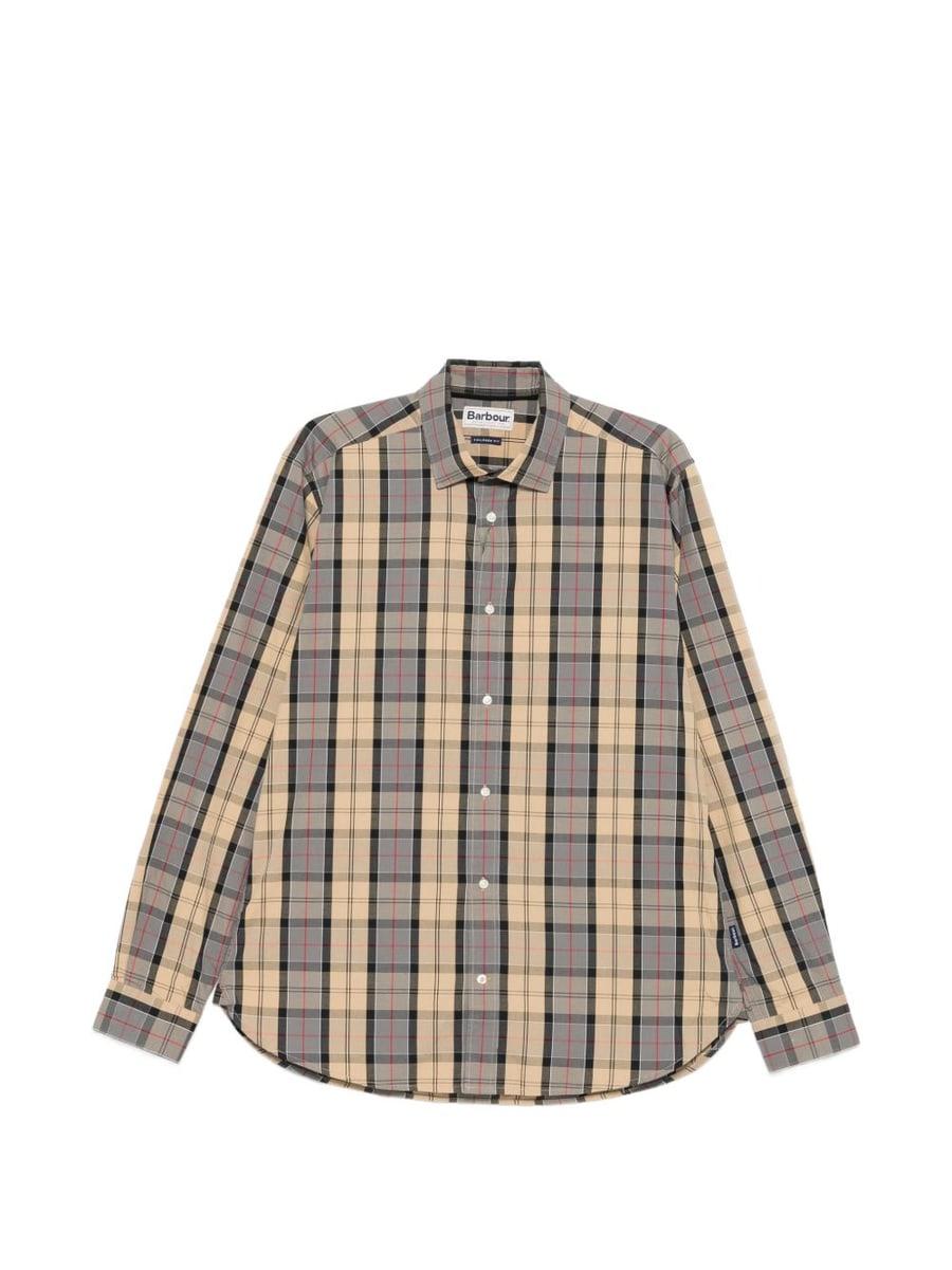 BARBOUR Camicia a quadri beige e grigio