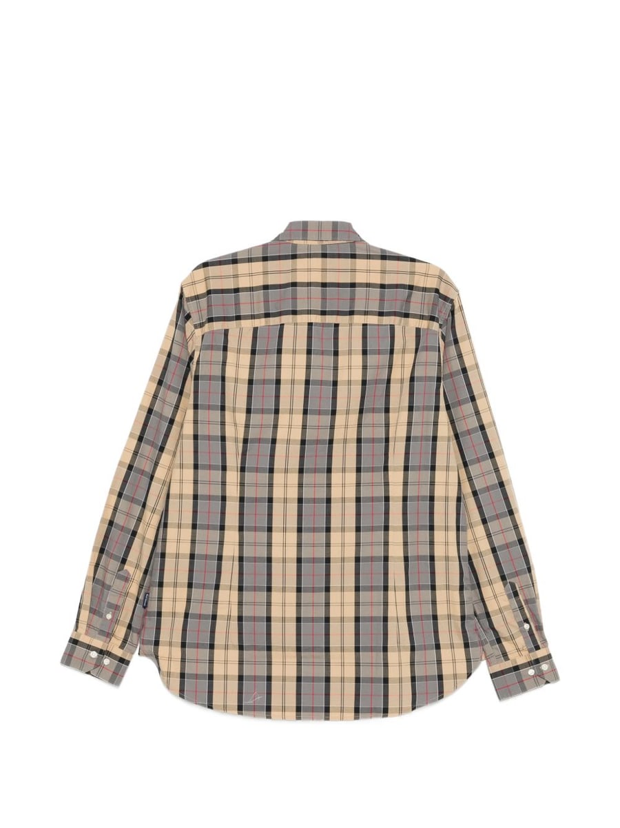 BARBOUR Camicia a quadri beige e grigio, view 2