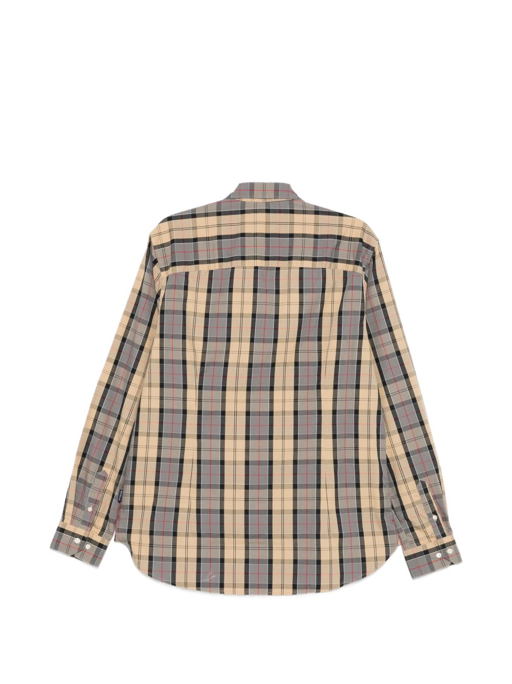 BARBOUR Camicia a quadri beige e grigio, view 2