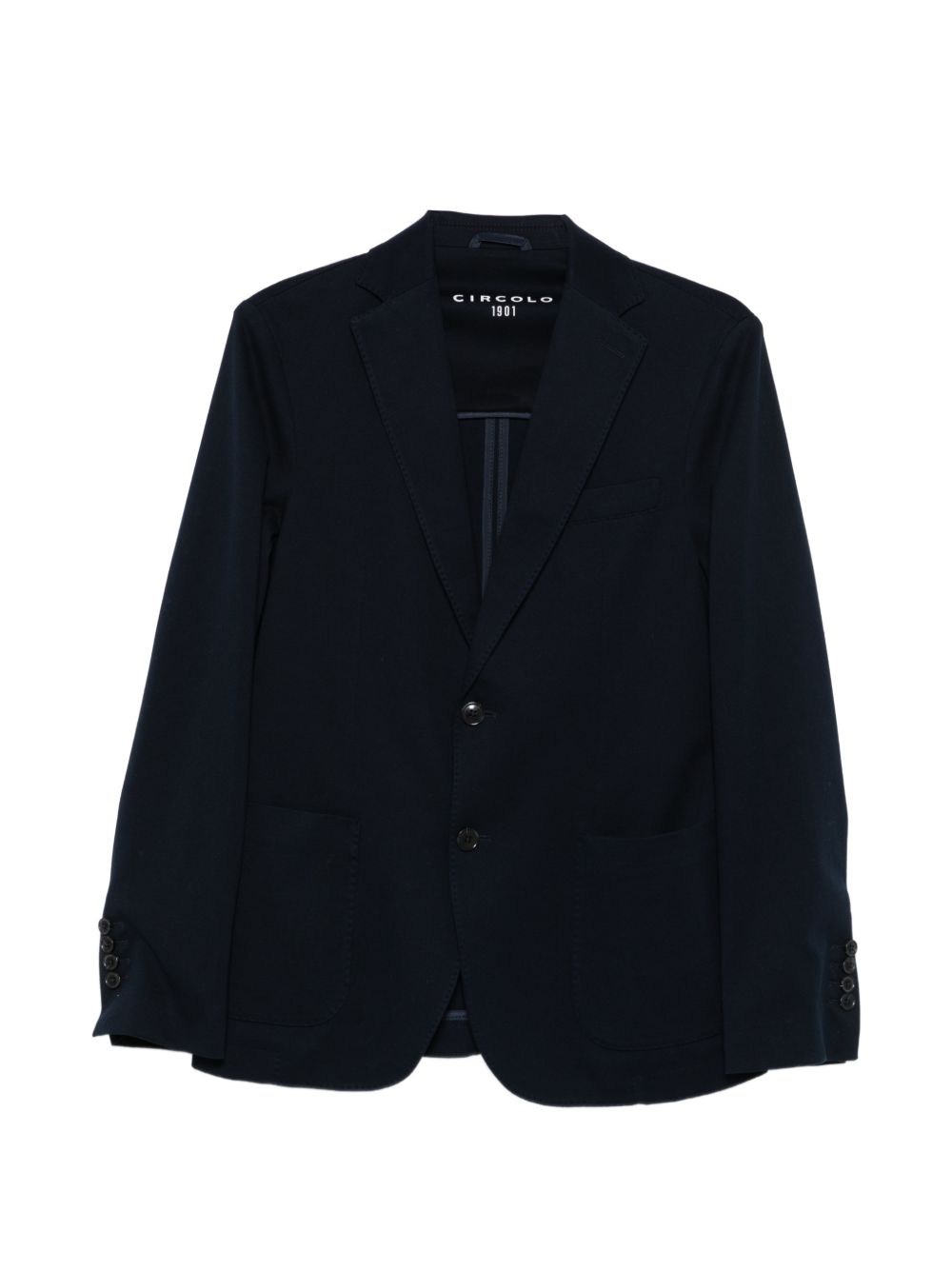 CIRCOLO 1901 Giacca monopetto in cotone blu navy con revers classici