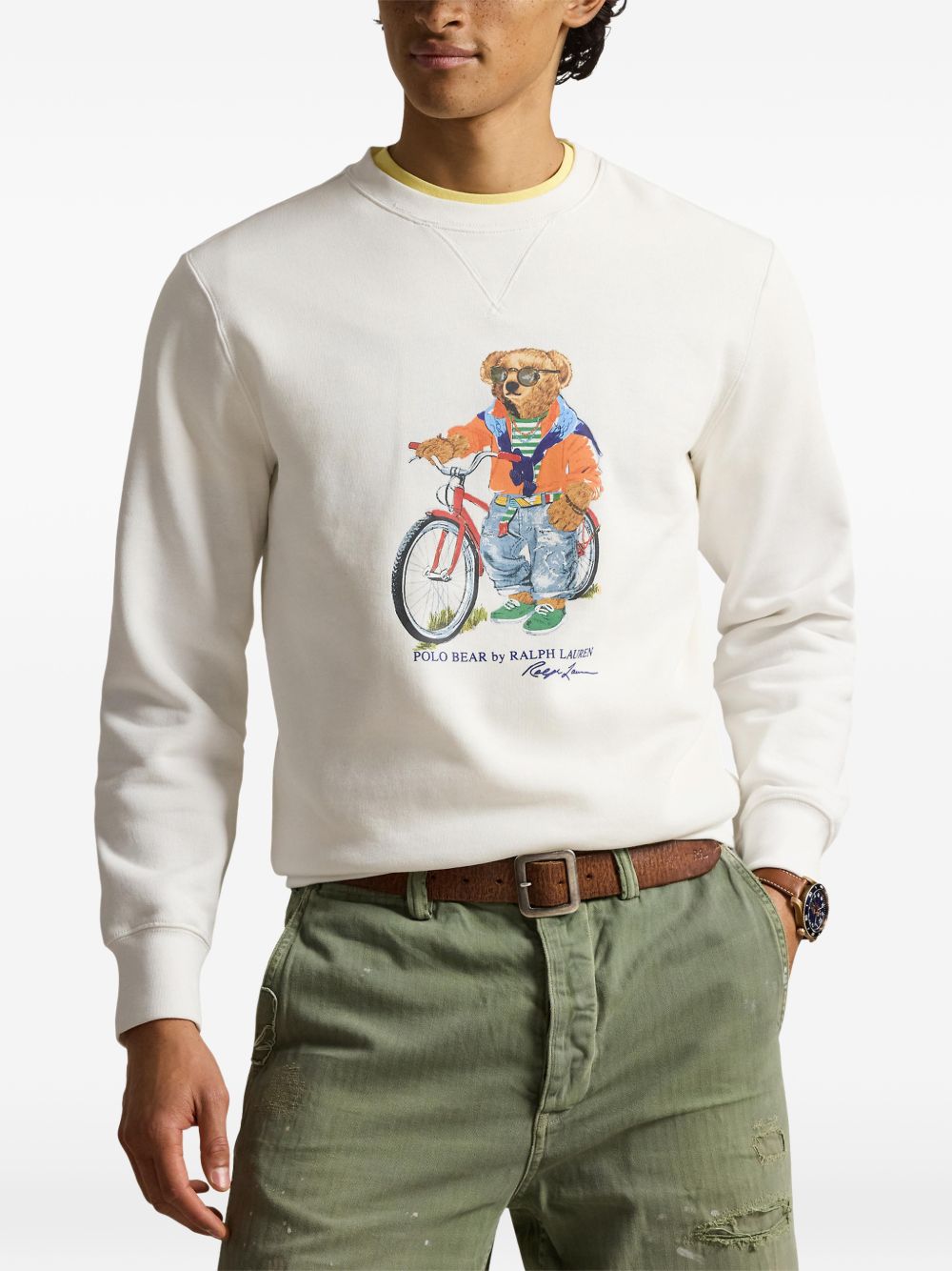 Polo Ralph Lauren Maglia bianca girocollo con maniche lunghe, view 2