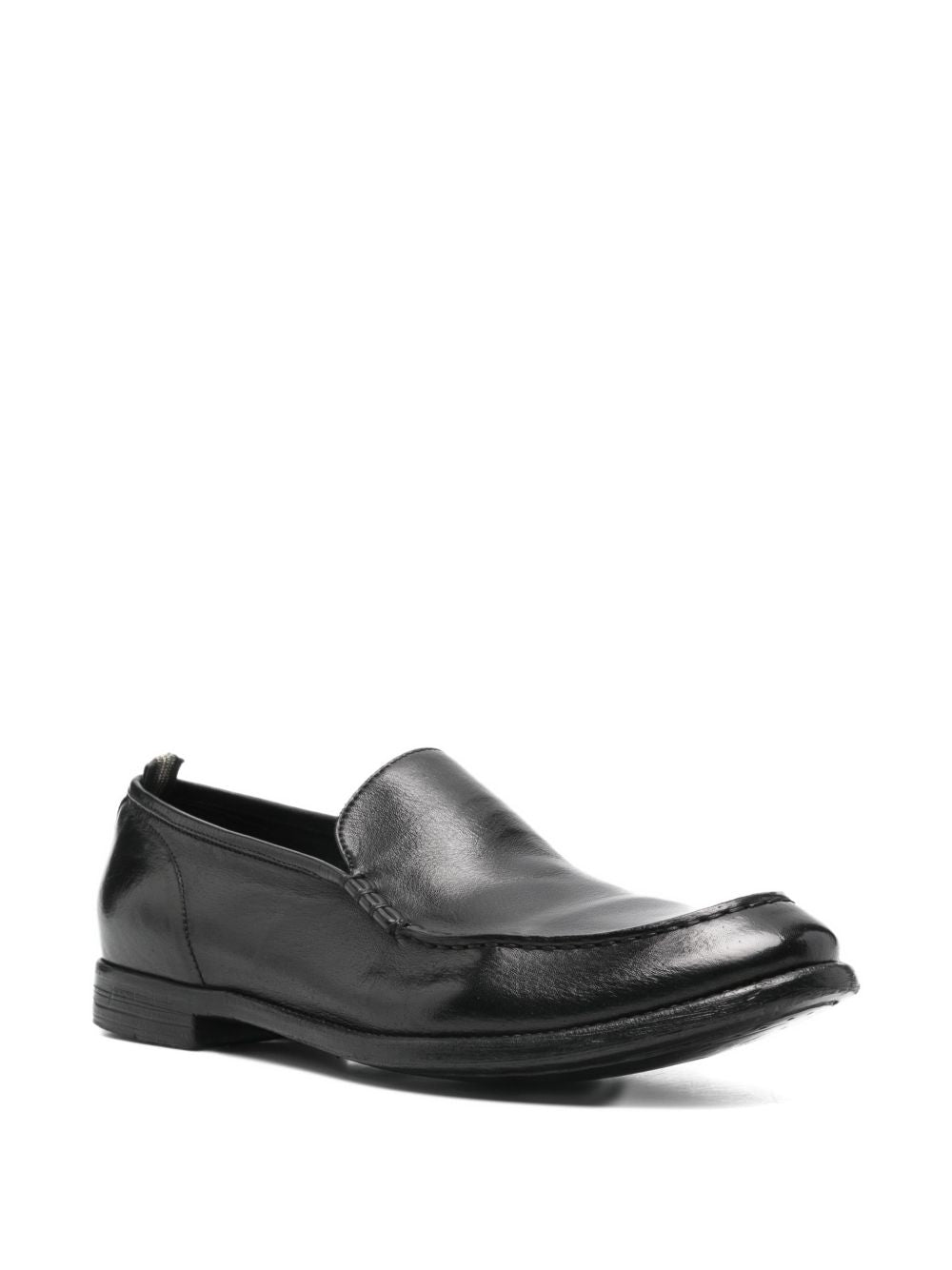 OFFICINE CREATIVE Mocassini neri slip-on con punta tonda, view 2
