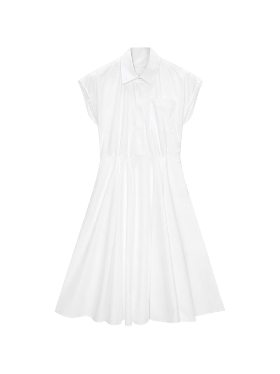 MSGM Abito midi in popeline bianco