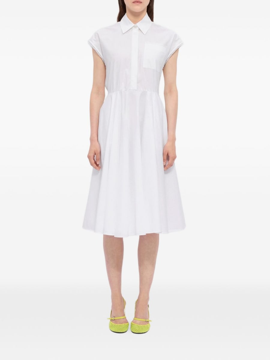 MSGM Abito midi in popeline bianco, view 2