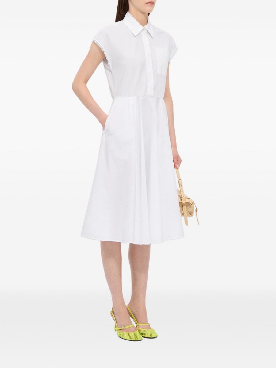 MSGM Abito midi in popeline bianco, view 4
