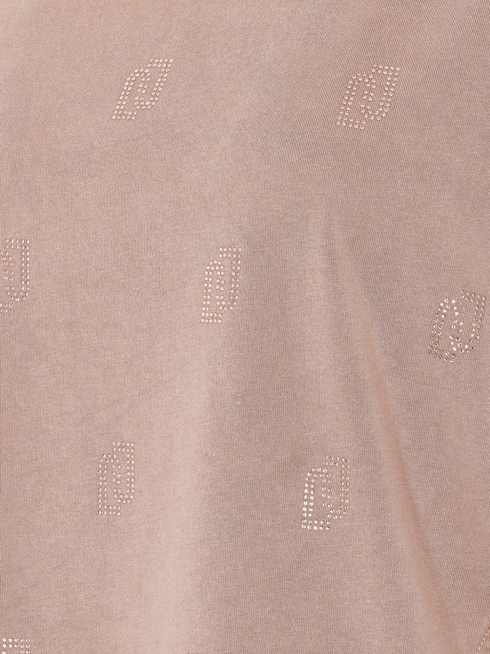 LIUJO T-shirt rosa in cotone a collo rotondo, view 2