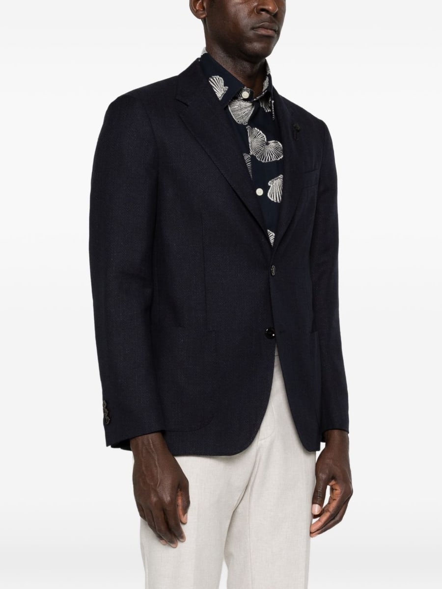 LARDINI Blazer blu notte con spilla, view 3