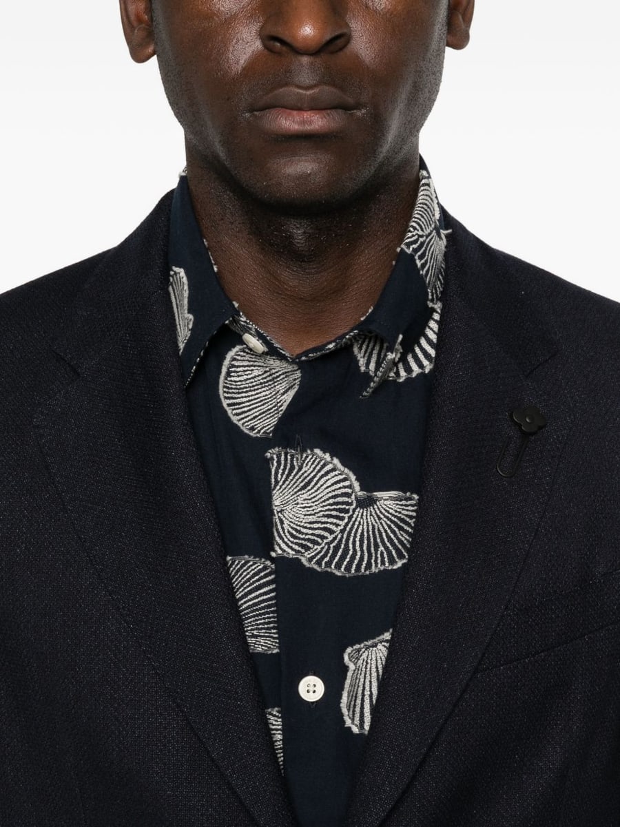 LARDINI Blazer blu notte con spilla, view 4