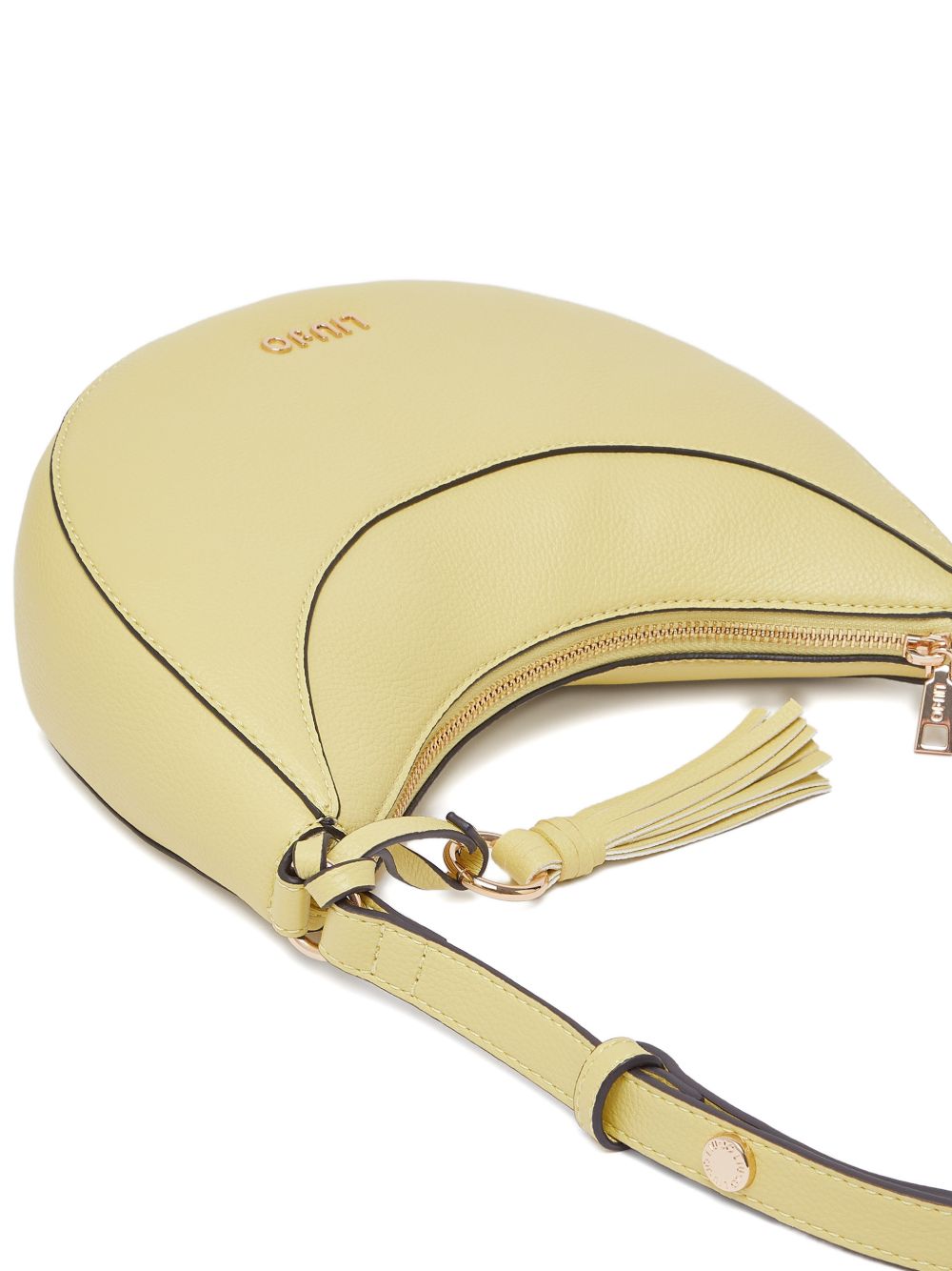 LIUJO Borsa hobo media gialla con charm, view 2