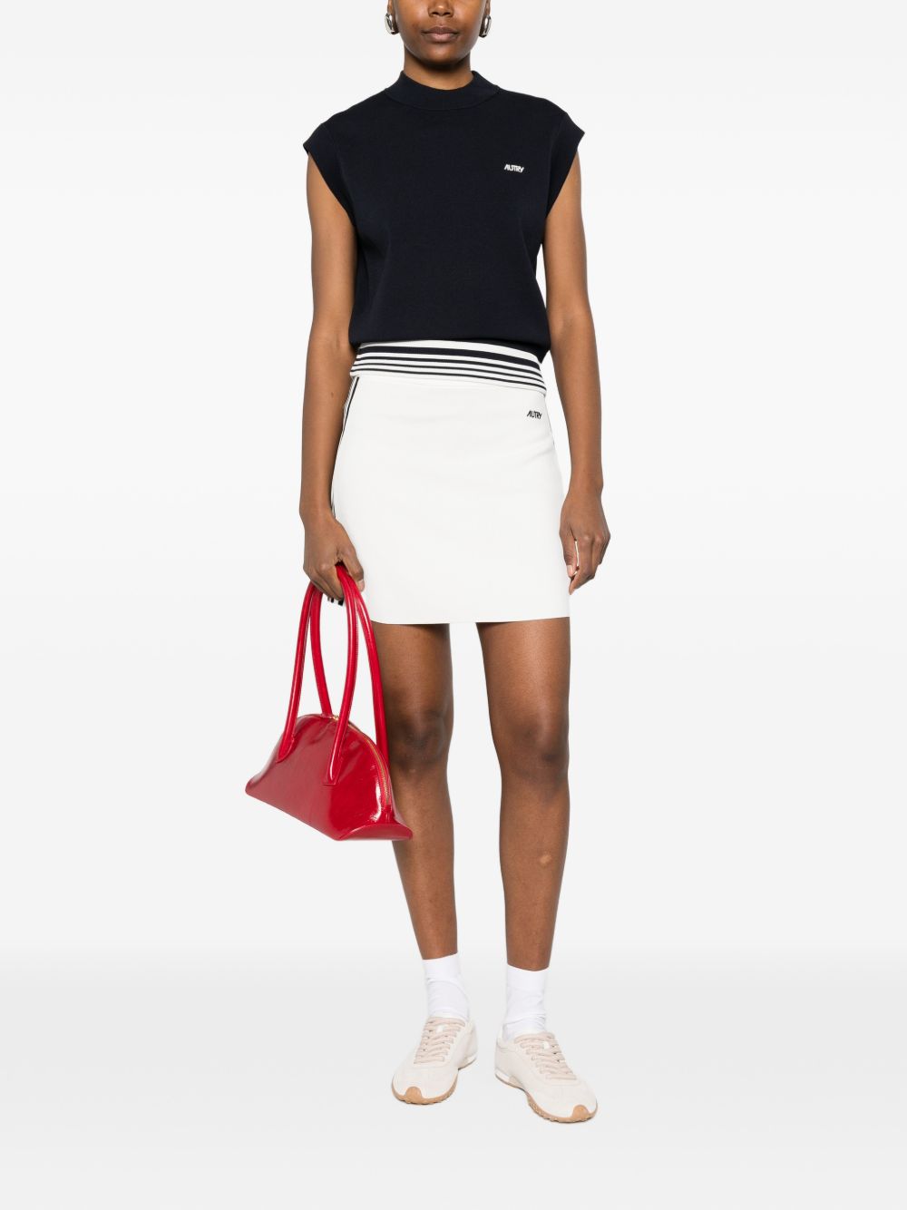 Autry Gilet in maglia blu con scollo girocollo, view 2