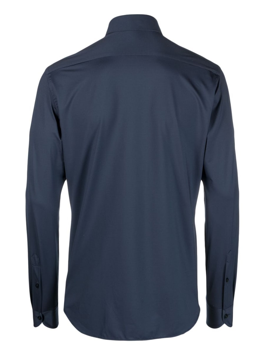 XACUS Camicia blu a maniche lunghe avvitata, view 2